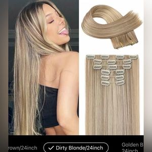 24 inch 16 clips dirty blonde hair extensions